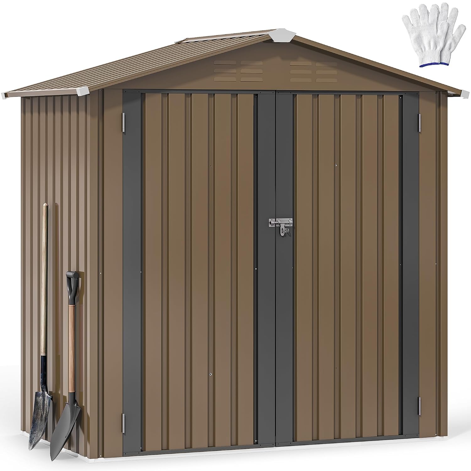 Outdoor Furniture Heavy Duty - 6x4ft Metal Dış Mekan Depolama Kulübesi,