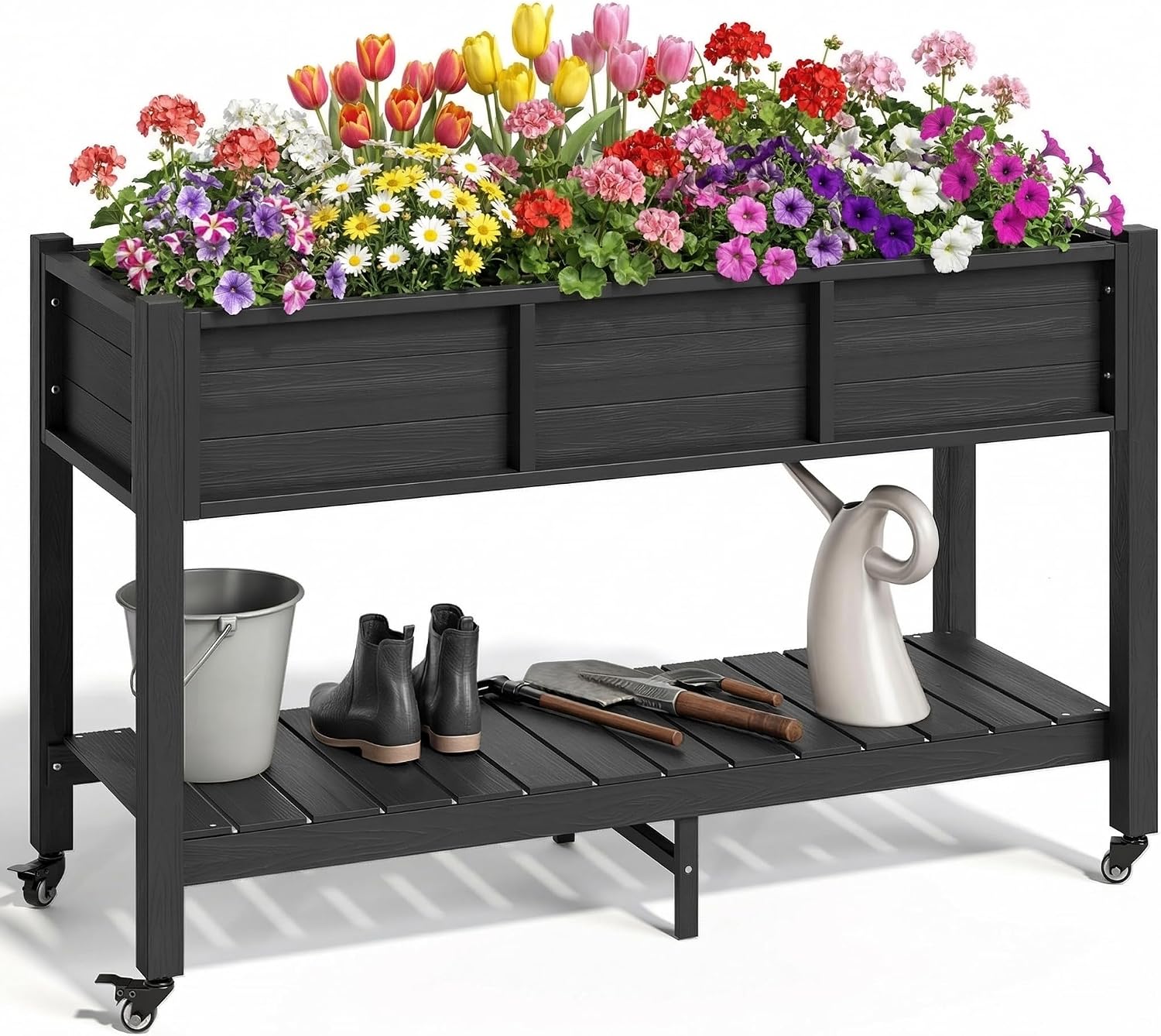 Garden Storage Box - Tekerlekli Yükseltilmiş Bahçe Yatağı, HDPE Ayaklı