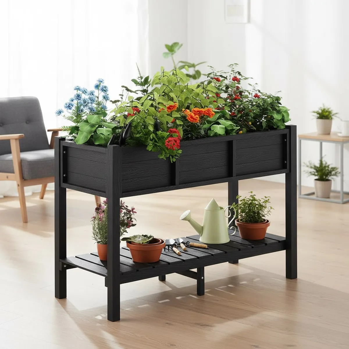 Garden Storage Box - Yüksek Sebze Yetiştirme Kutusu Büyük Siyah