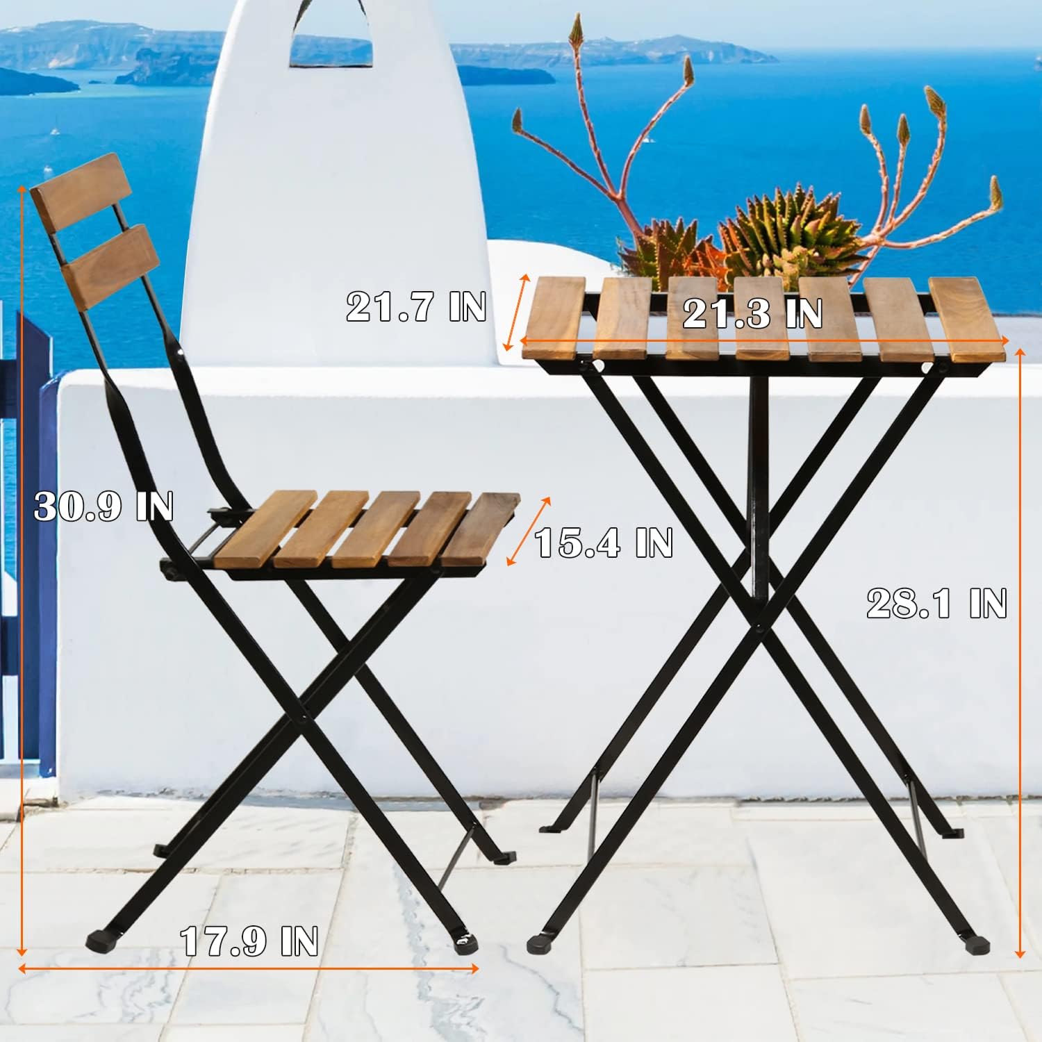 Doğal ahşap 3 parçalı katlanab - Bistro Table Set incelemesi ve fiyatı