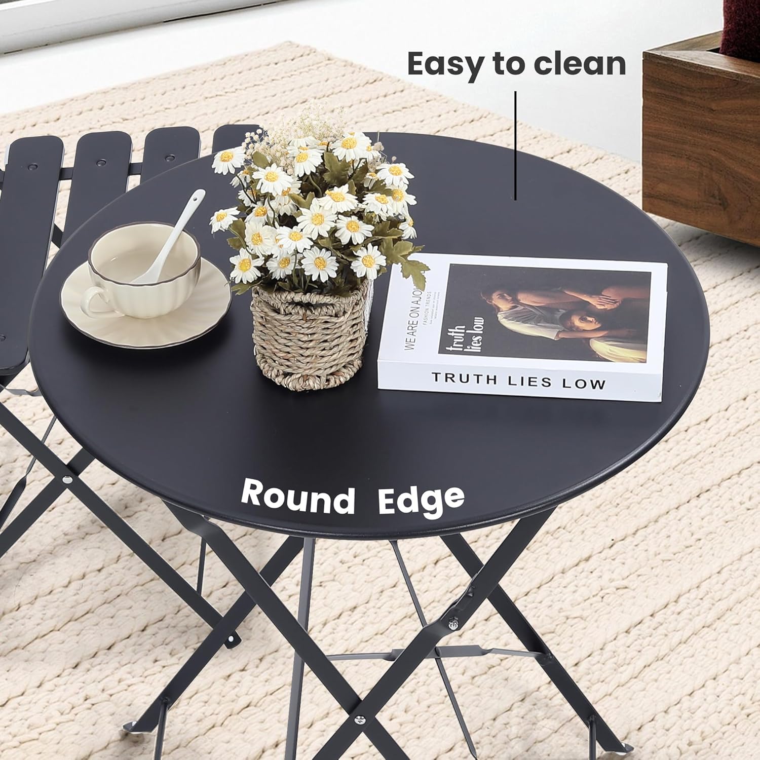 Yer tasarrufu sağlayan siyah 3 - Bistro Table Set incelemesi ve fiyatı