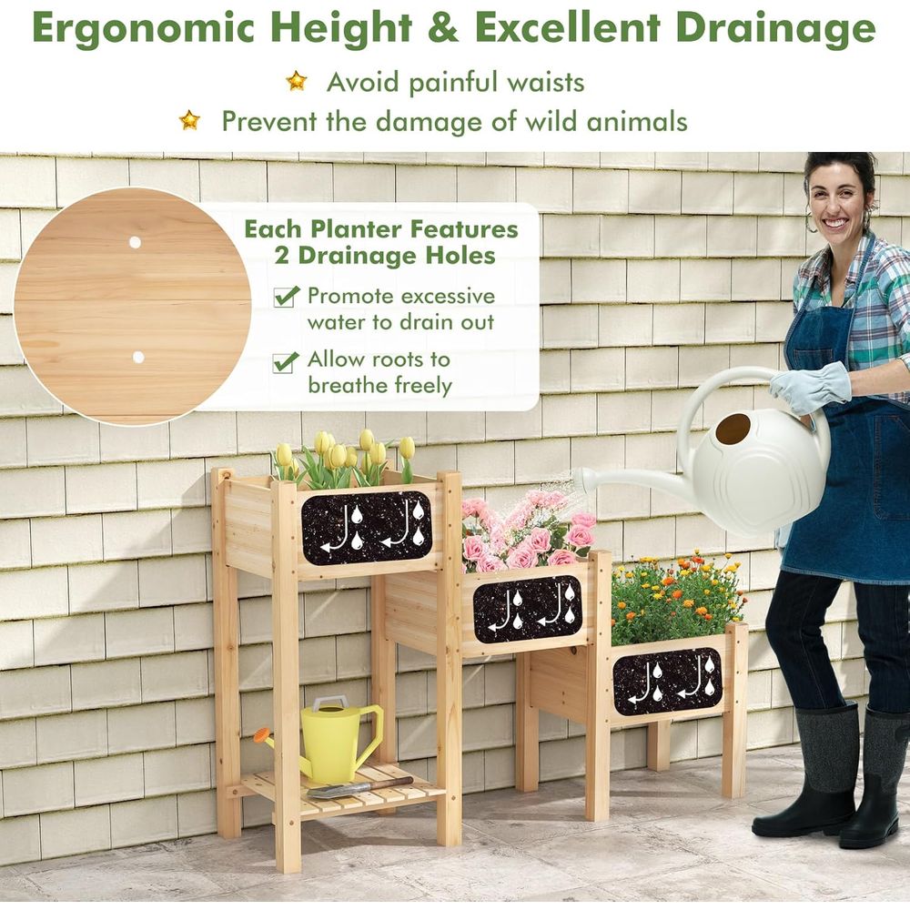 3 Katlı Ahşap Yükseltilmiş Bah - Garden Storage Box incelemesi ve fiyatı