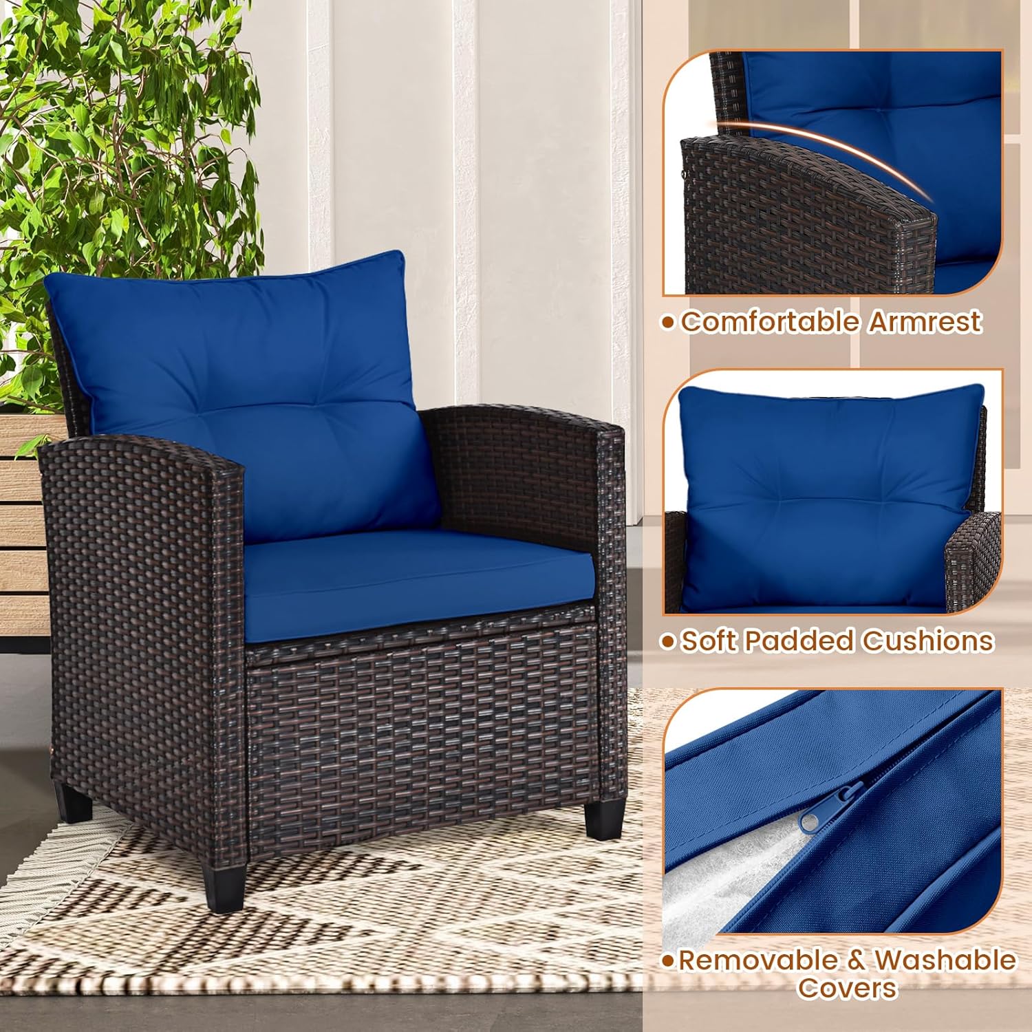 Lacivert rattan hasır 3 parçal - Bistro Table Set incelemesi ve fiyatı